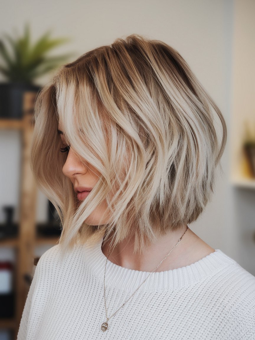 9. Shaggy Inverted Bronde Bob