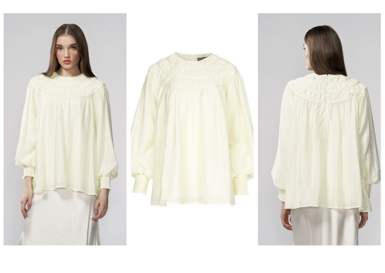Gavya Ruched Blouse in Pearl White