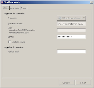 Configuracao Pidgin