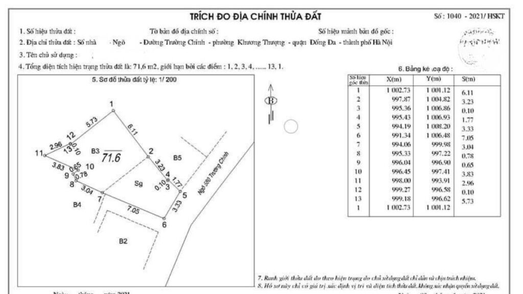 Đo đạc địa chính tại Bảo Lộc. Bản trích đo đạc địa chính