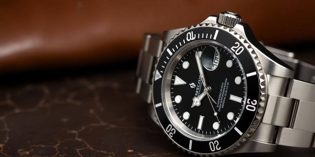 Rolex Submariner watch on an elegant surface.