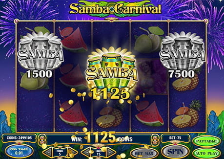 Ein hoher Gewinn beim Samba Carnival Spielautomaten von Play'n GO.