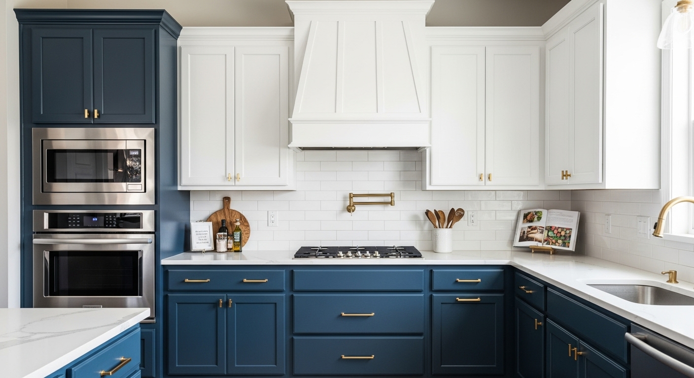 White and Wood Charm of Kitchen Cabinets
