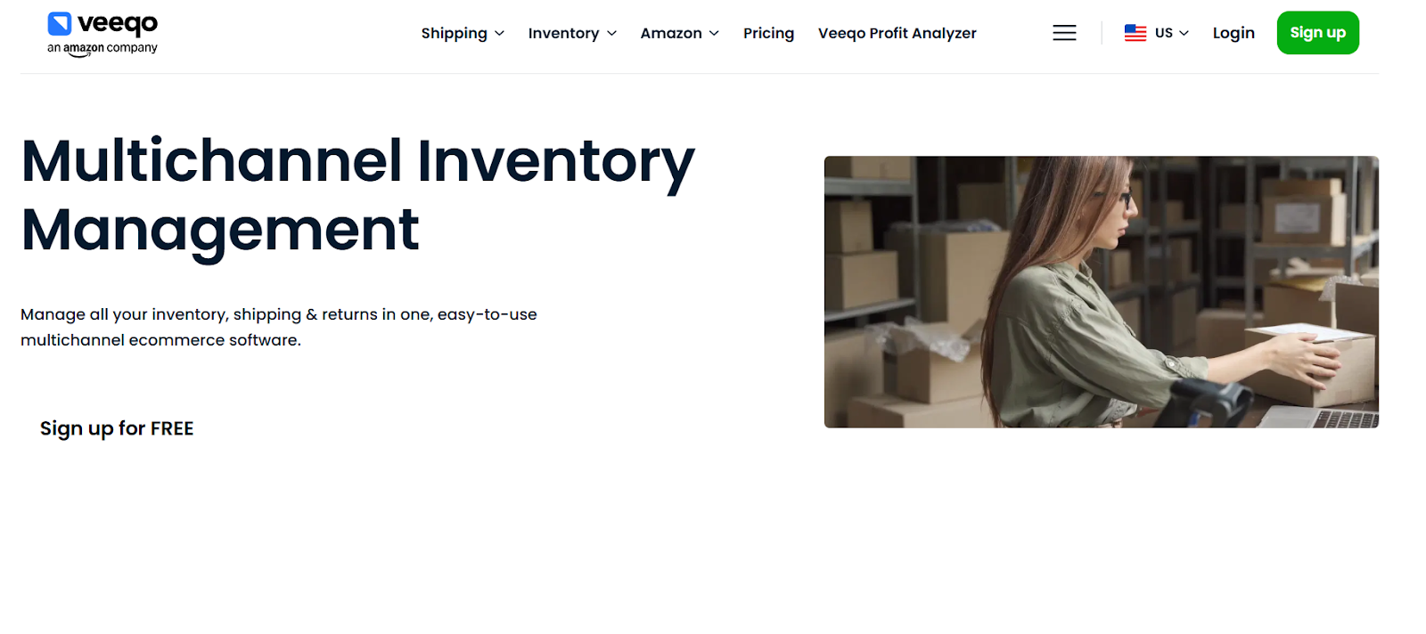 Veeqo multi channel inventory management software displaying warehouse and shipping integration.