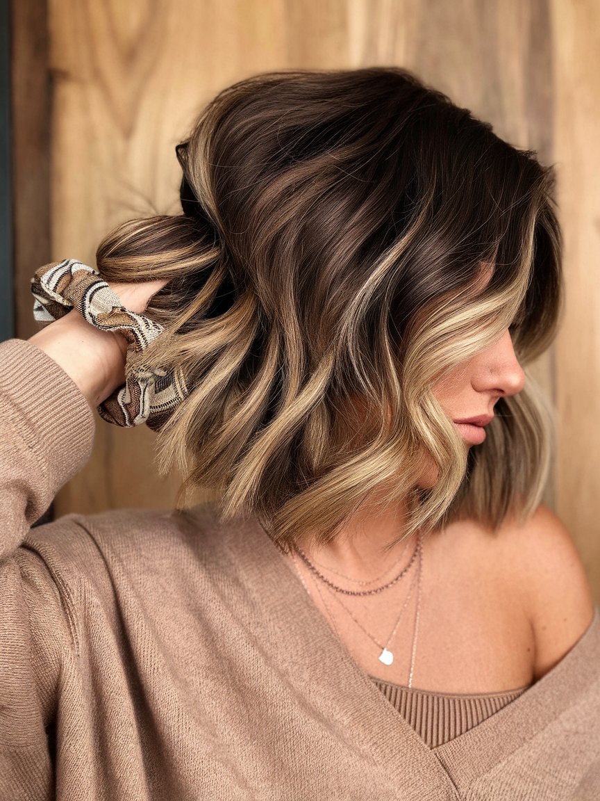 7. Autumn-Ready Stacked Scrunched Wavy Bob