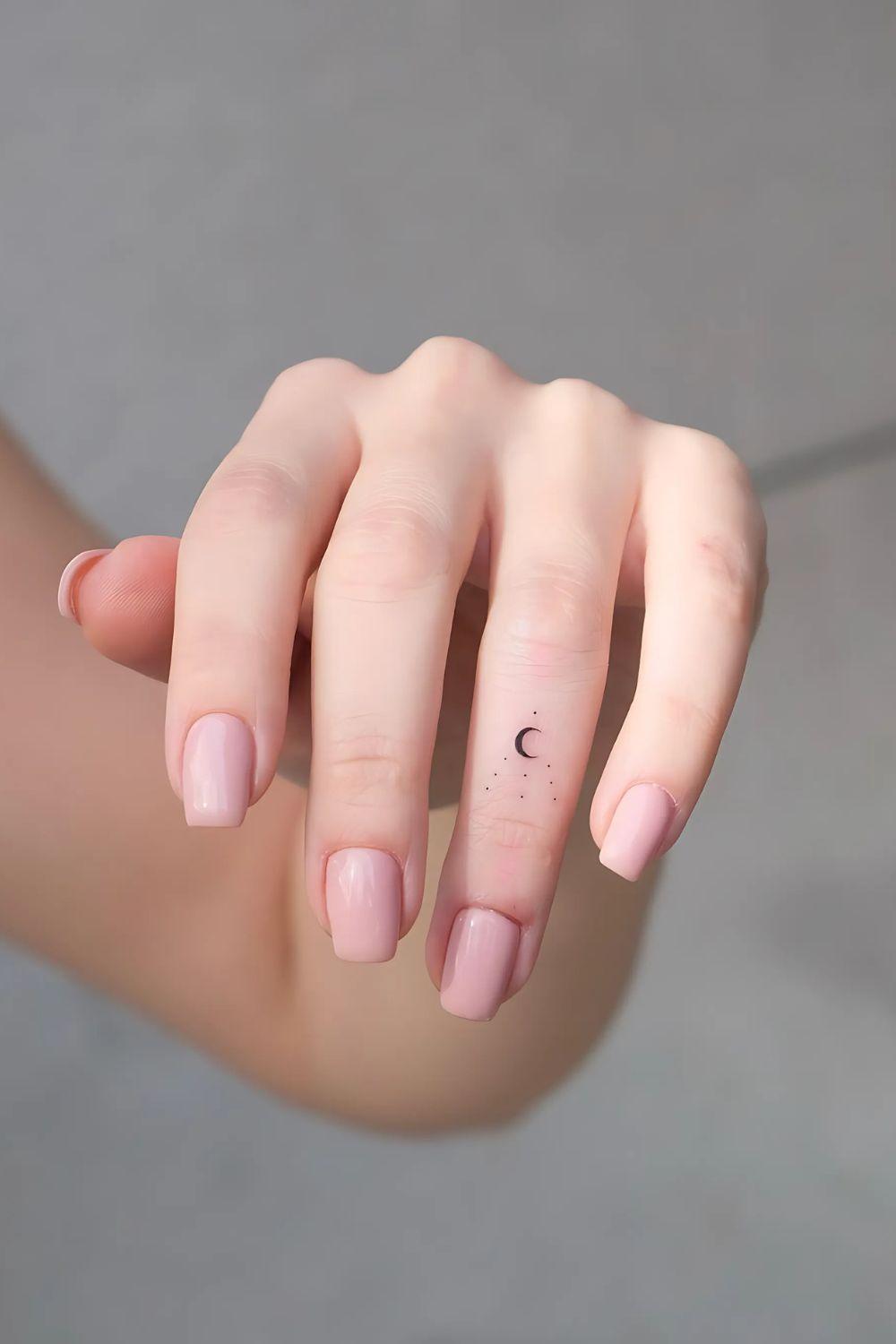 Moon Finger Tattoo