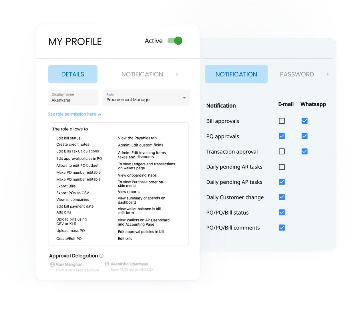 roles and permissions in Invoice Approval Software