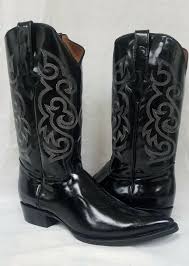 Mens Black Western Boots Solid Leather ...