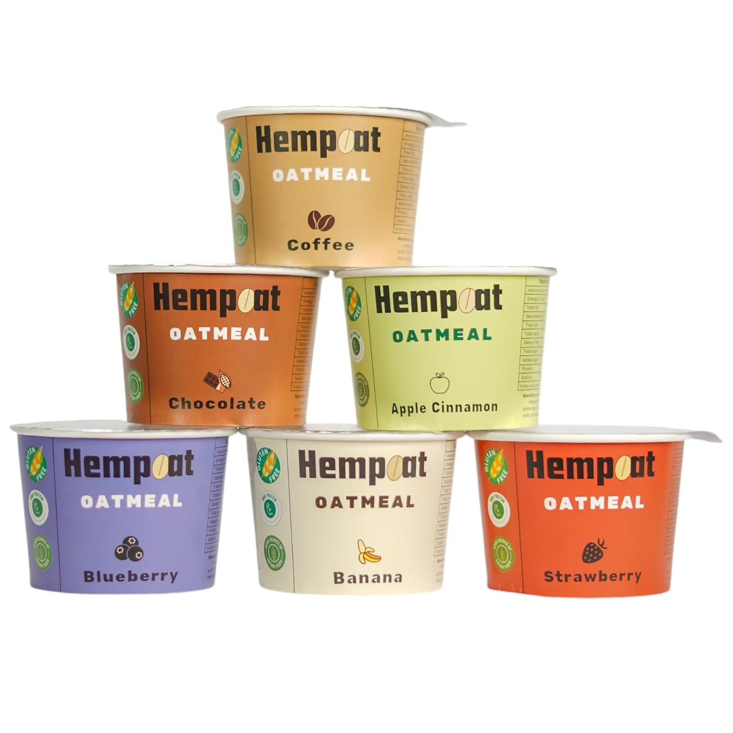 Hempoat Variety Pack Gluten Free Oatmeal Cups