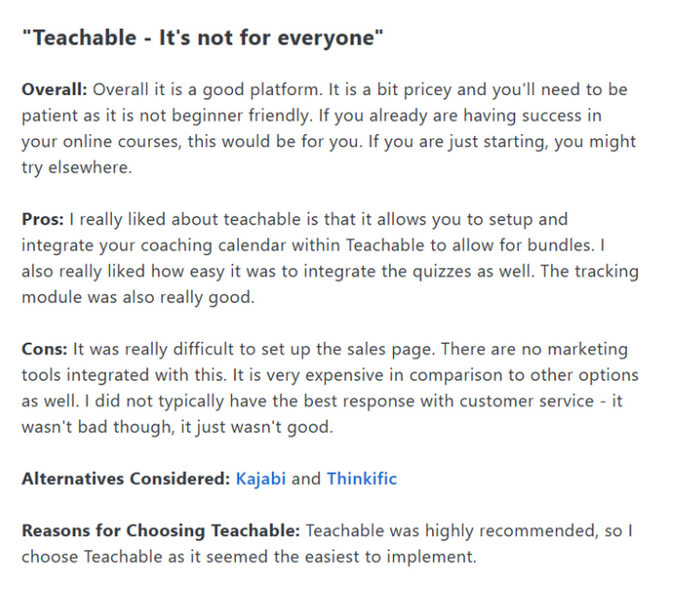 Review for Teachable