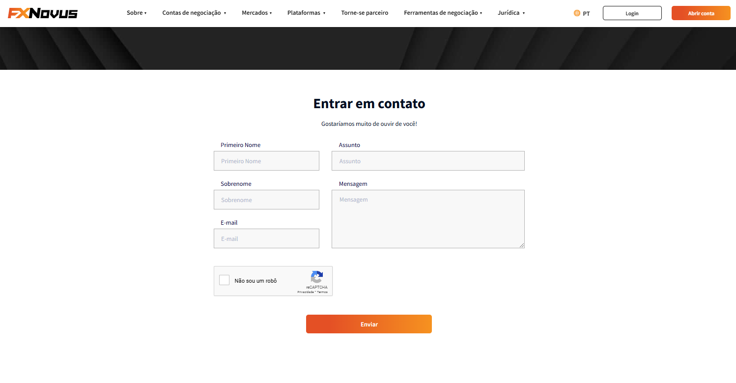 Visite a página de Contato da FXNovus para mais informações.