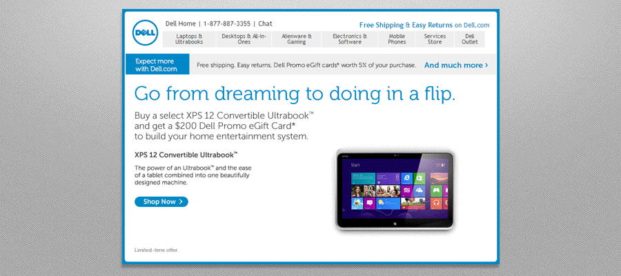 Dell's example of an email with versatile content