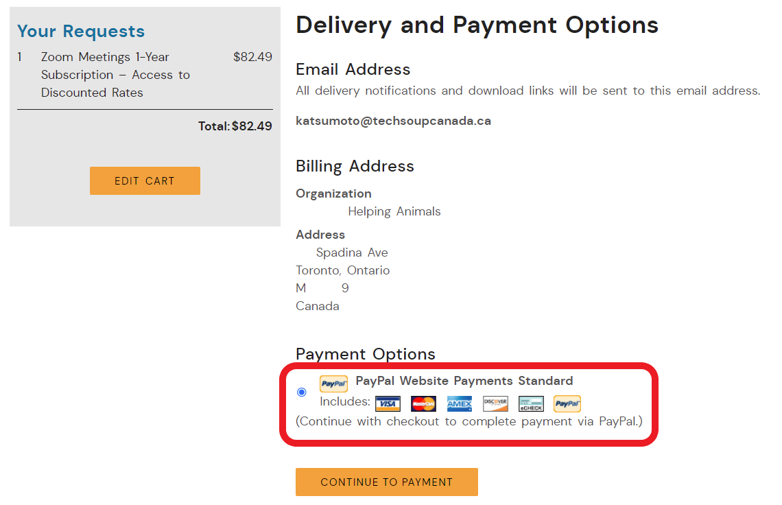 Choose PayPal Website Payments Standard
