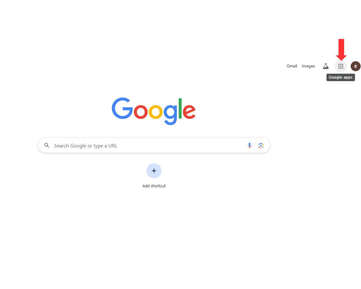 How to find contacts in Gmail on Desktop: start with clicking the Google Apps icon