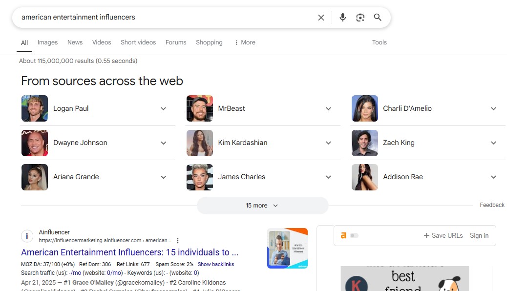 search for influencers on Google