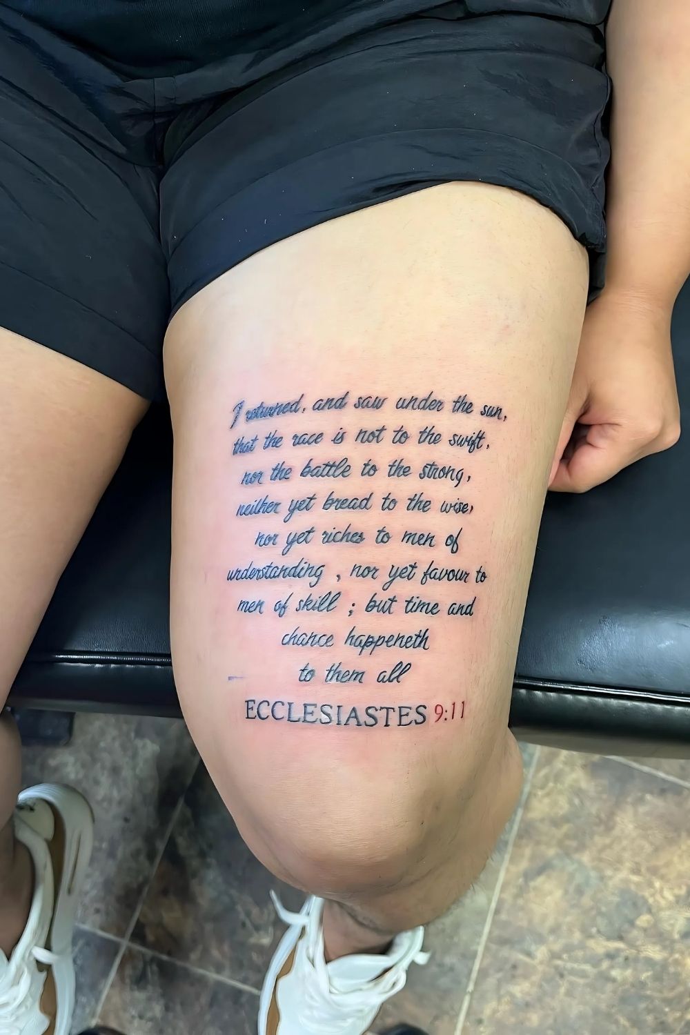 Mens Thigh Tattoo Bible Verse 