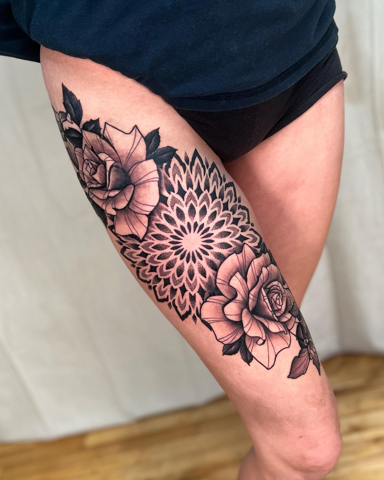Floral Thigh Tattoo