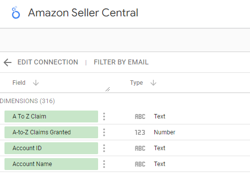 The data source interface within Looker Studio. 