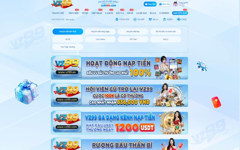 Khuyến mãi VZ99 – Bùng nổ ưu đãi, gia tăng cơ hội chiến thắng cho người chơi