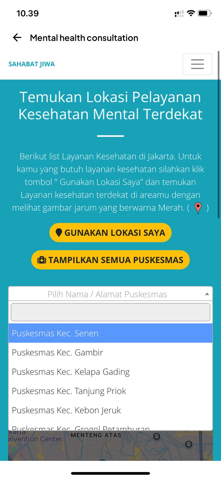 Find psychological consultation locations at the nearest Puskesmas through JAKI
