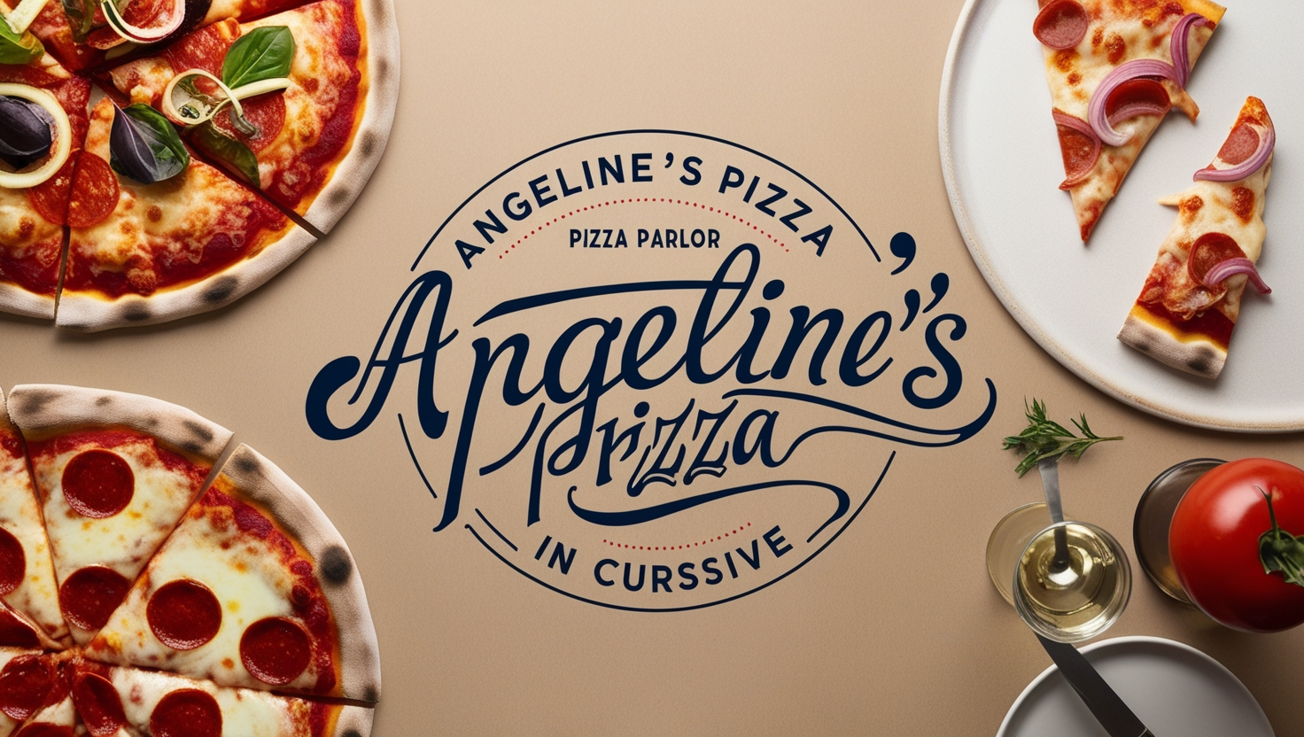 Angeline's Pizza in Cursive