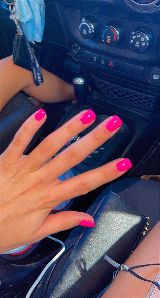 short hot pink nails