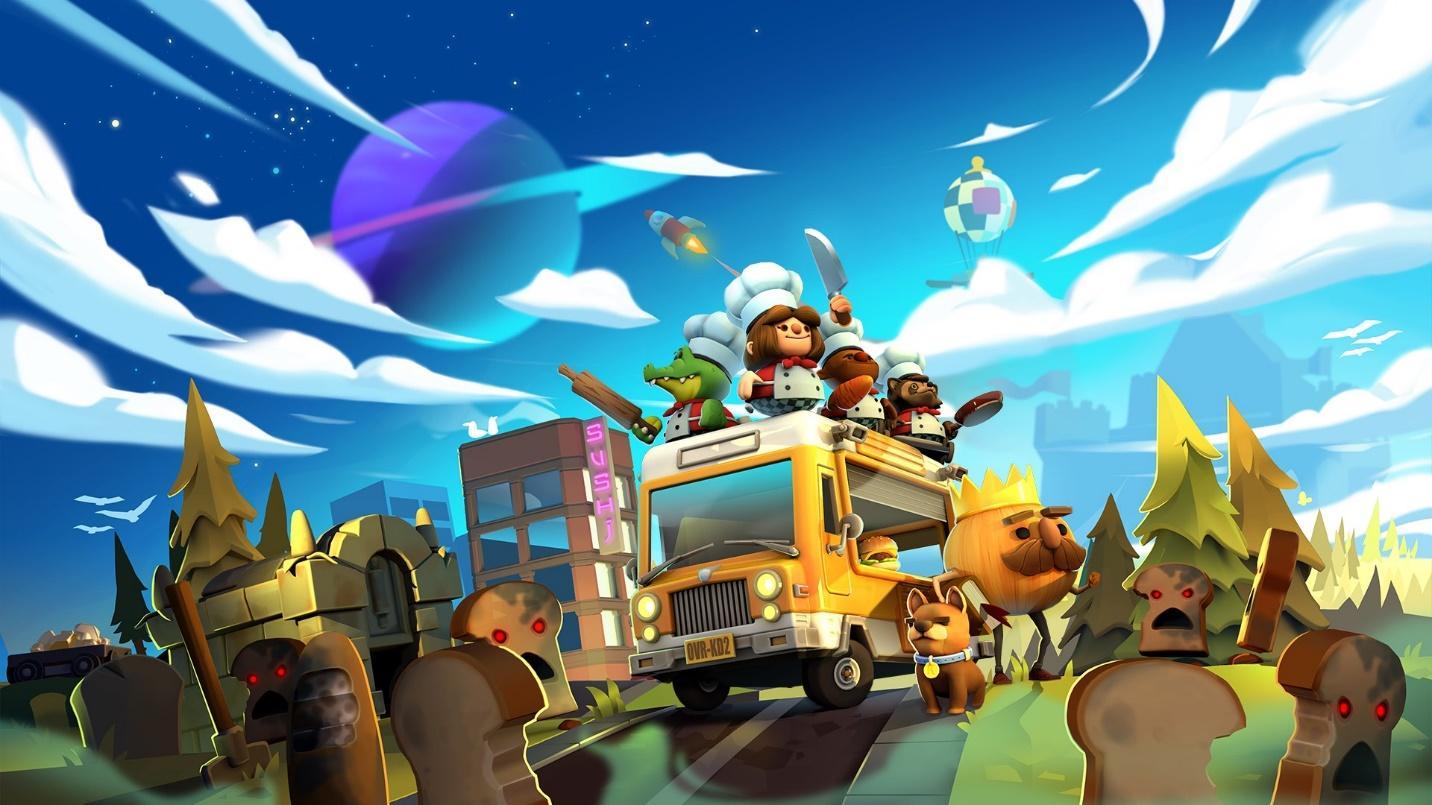 The Official Picture of Overcooked! 2 with its characters, One of best cooking games for steam