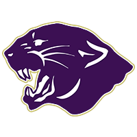Purple Panther Head facing left with teeth showing