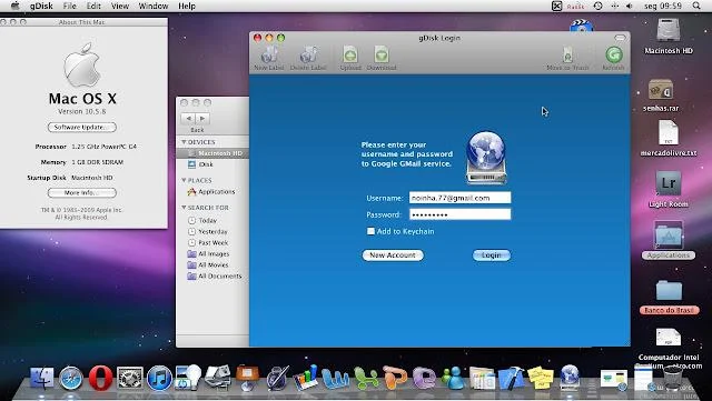 Tela de Logon do gDisk no Mac OS