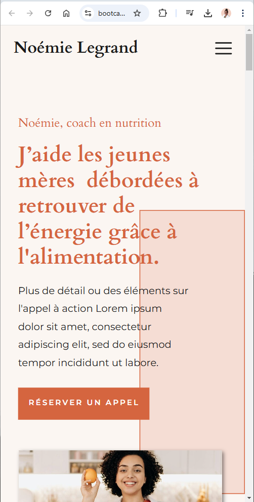 Capture d'écran du test d'un site responsive sans extension ni appareil spécifique.