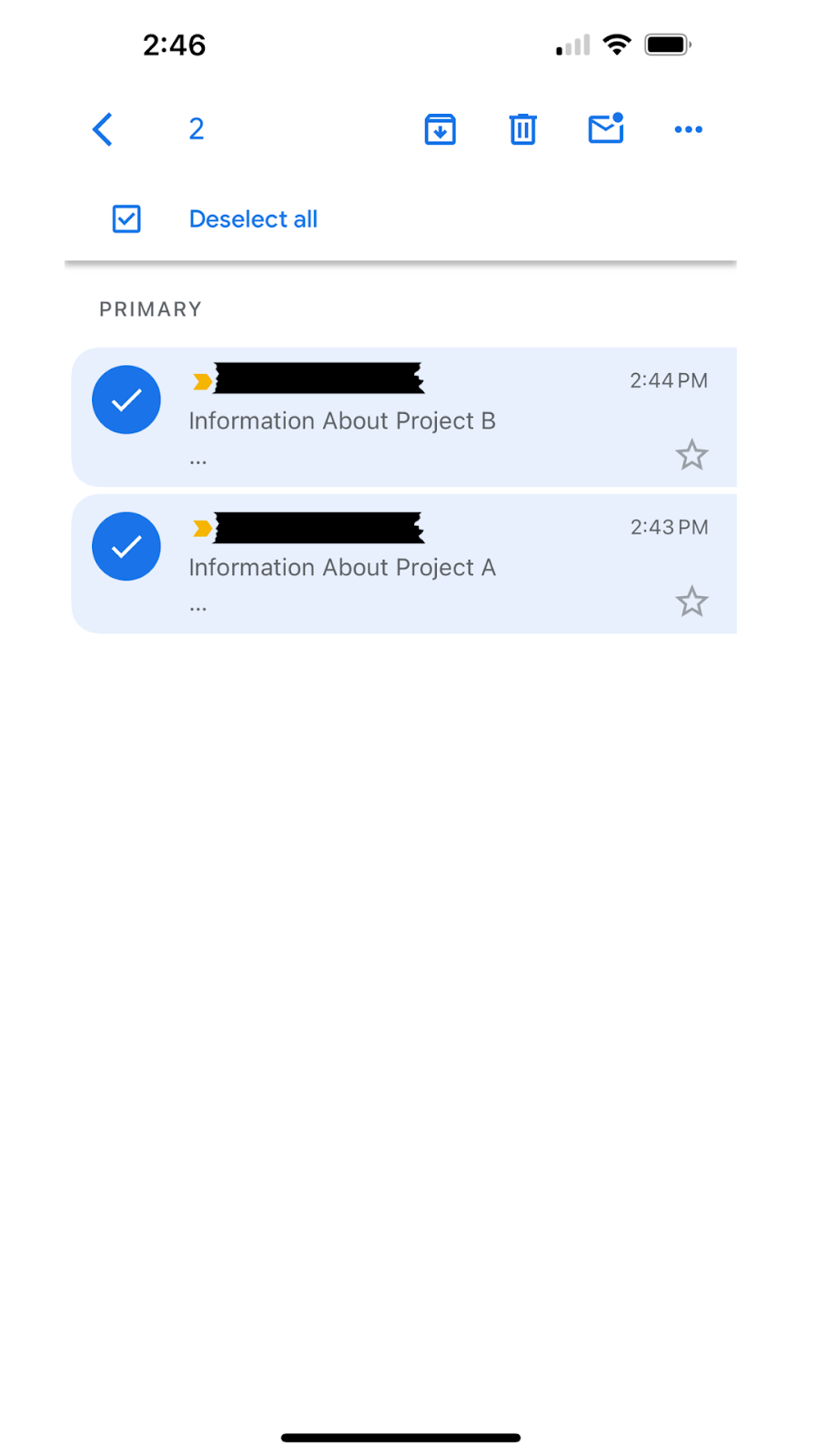 Tap multiple emails