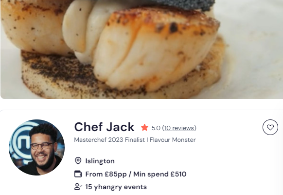 Chef Jack as one of the top 20 chefs in UK