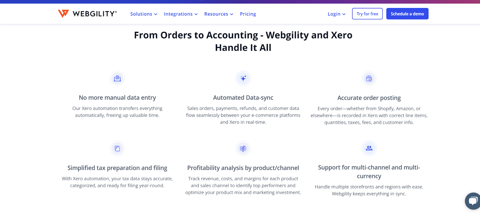 Website homepage showcasing the text "from orders to accounting" in a bold, eye-catching format
