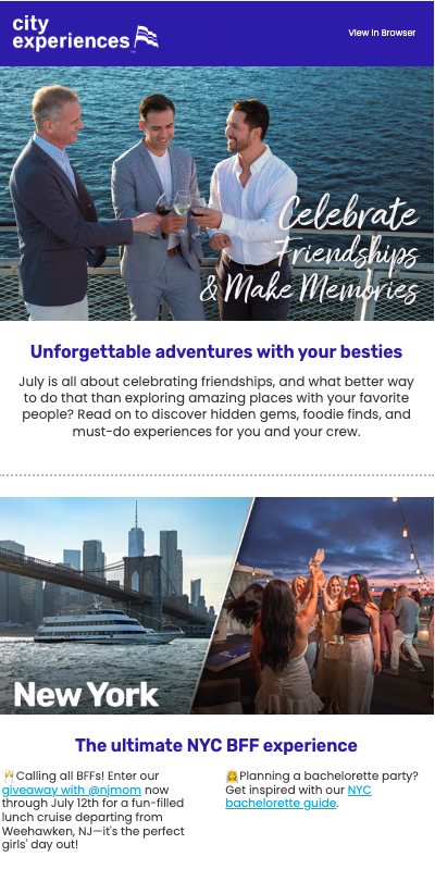 City Experiences educational promo email example