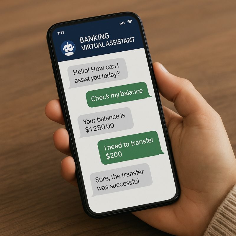 Khách hàng tương tác chatbot ngân hàng trên điện thoại
