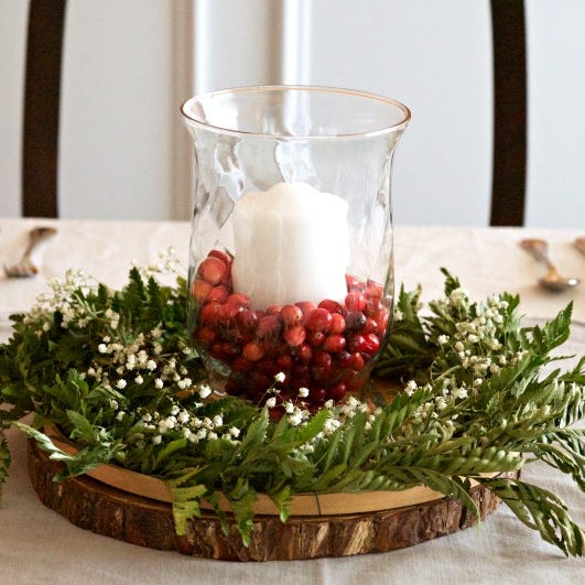 garland and cranberries diy christmas centerpiece