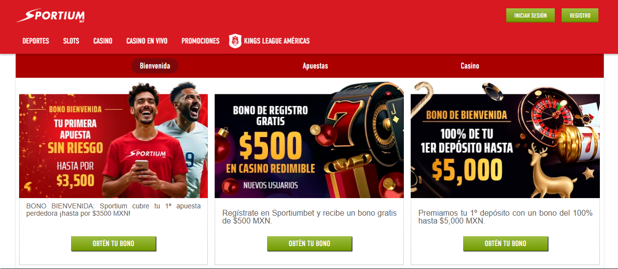 Bonos de bienvenida Sportiumbet