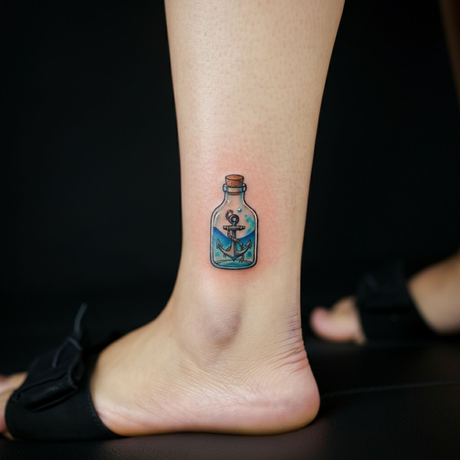 Anchor inside a Bottle Tattoo