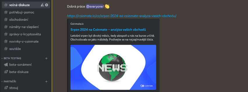 Coinmate má Discord