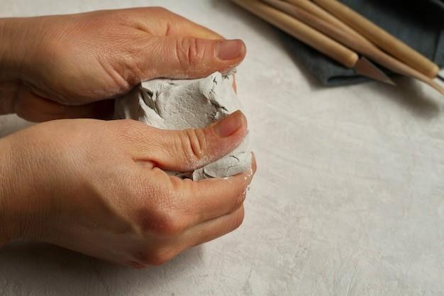 high angle artist doing pottery, Picture