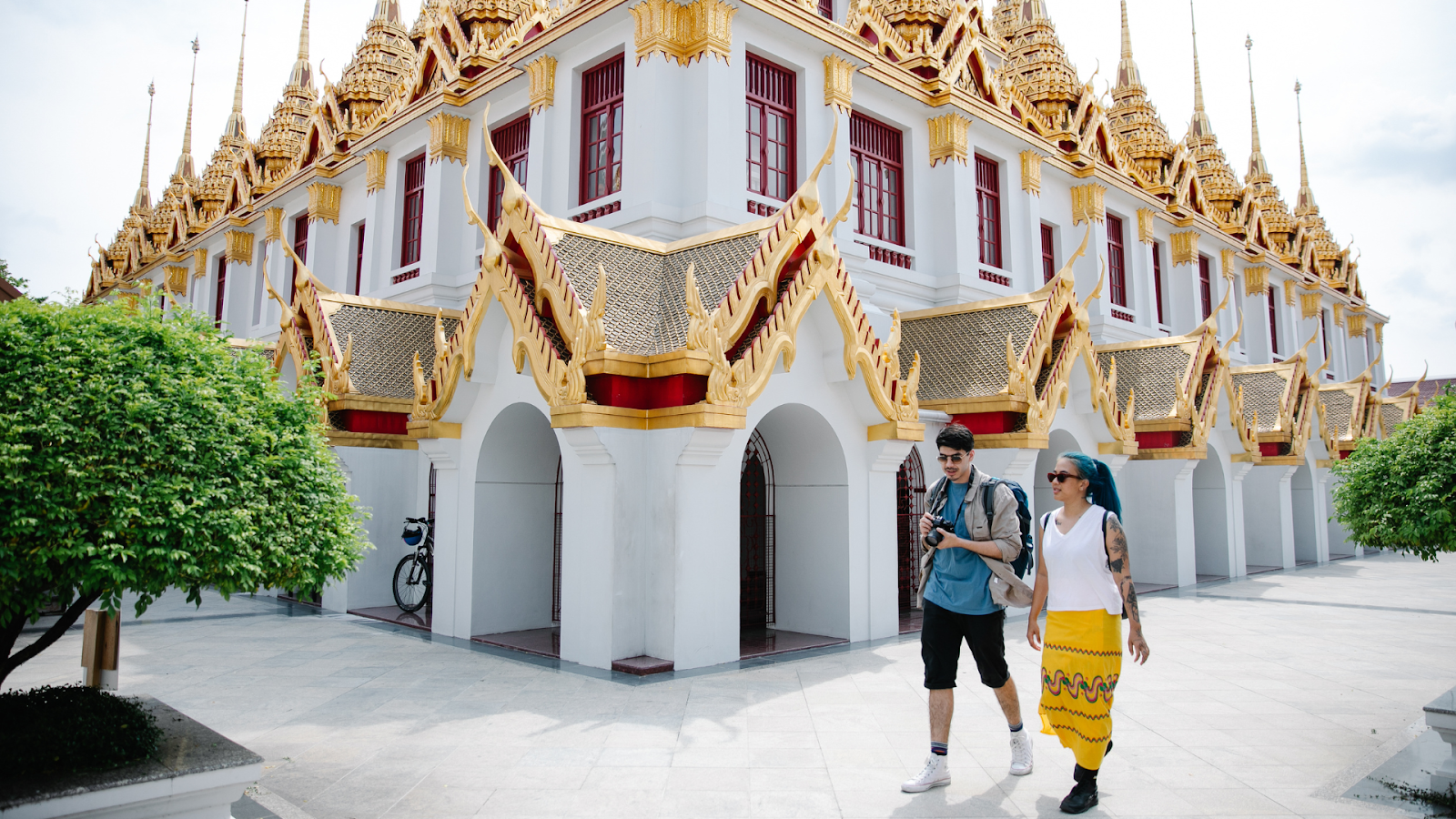 Thai temple and tourist