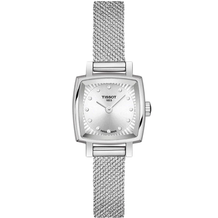 Tissot Women's Diamond Watch - Lovely Square Quartz Grey Bracelet