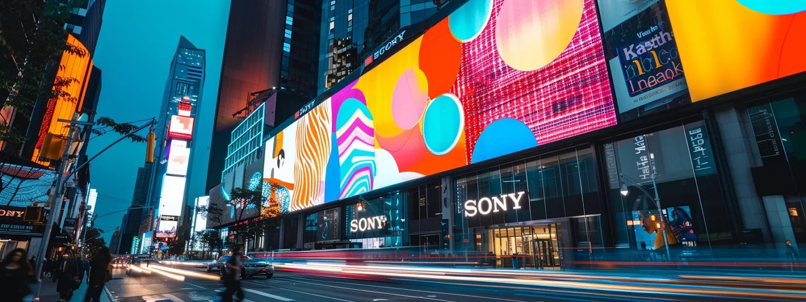 a vibrant and colorful billboard with bold text showcasing a brand's unique voice and personality, capturing the attention of passersby.