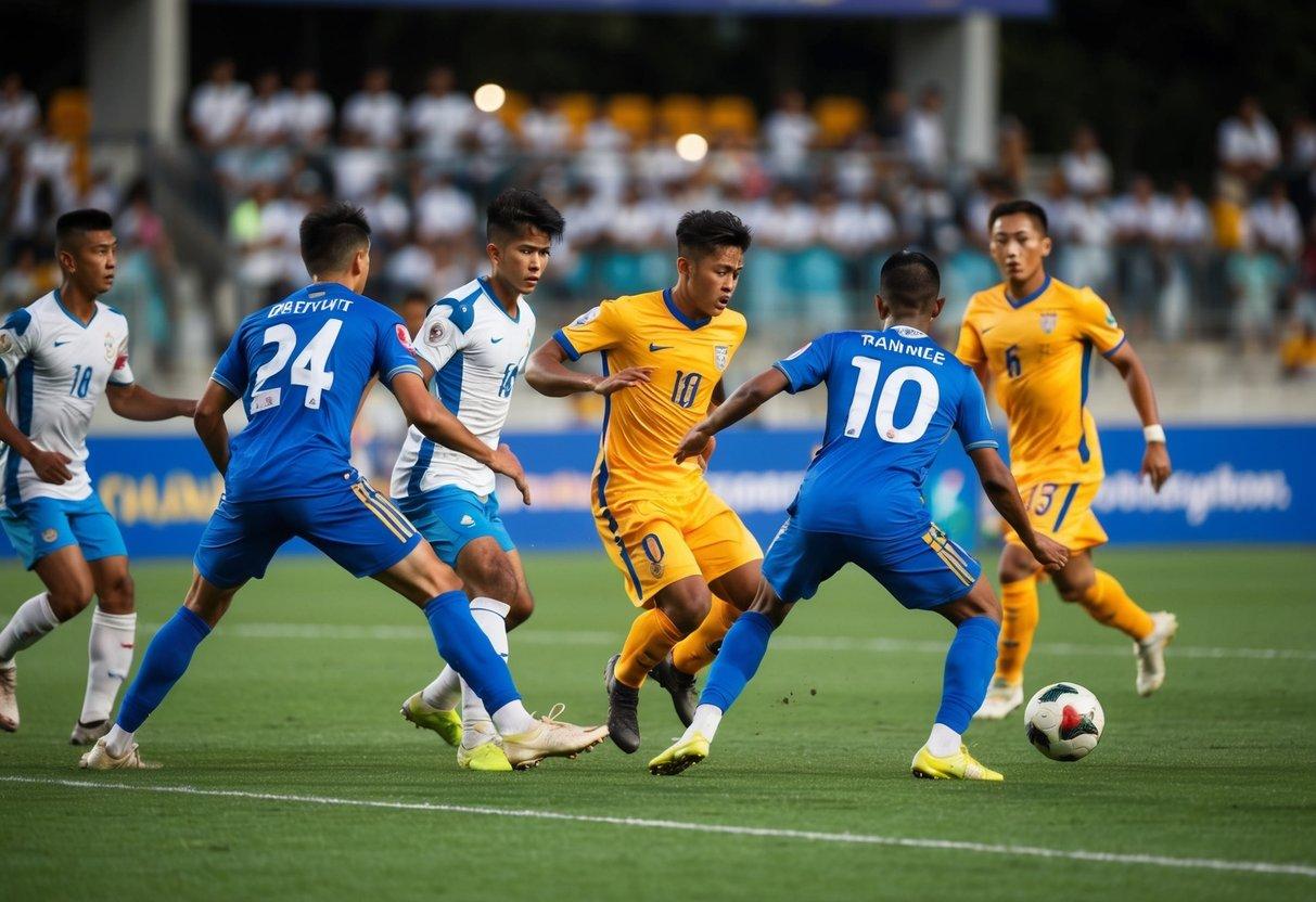 A chaotic Thai football match with players disregarding rules and teams showing poor discipline