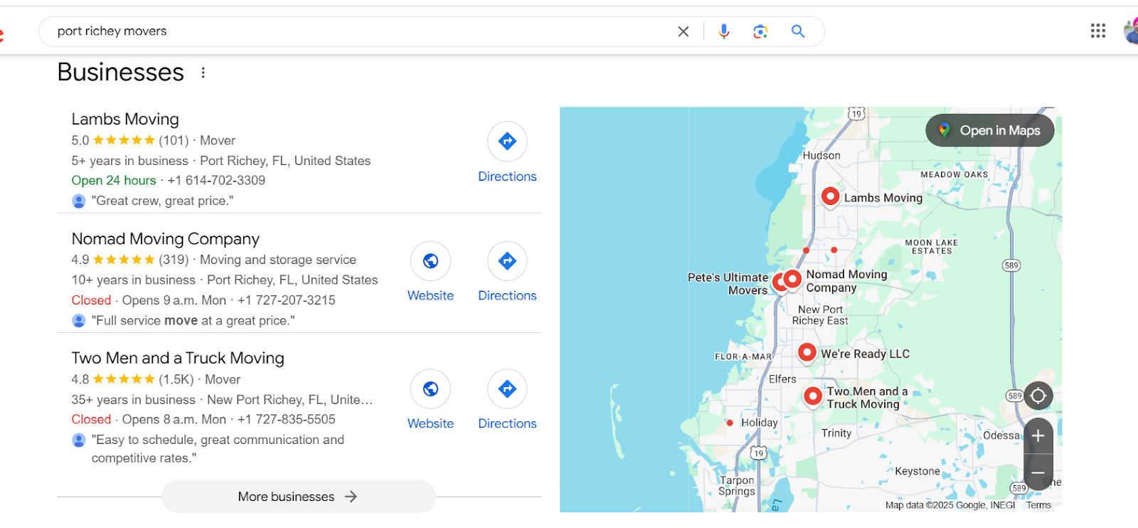 Google Business Profile Screenshot