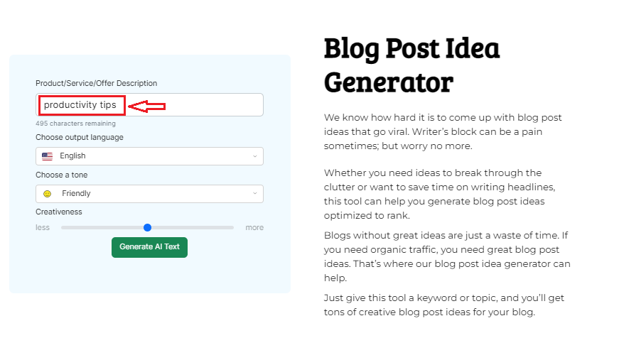 FREE AI Blog Post Idea Generator