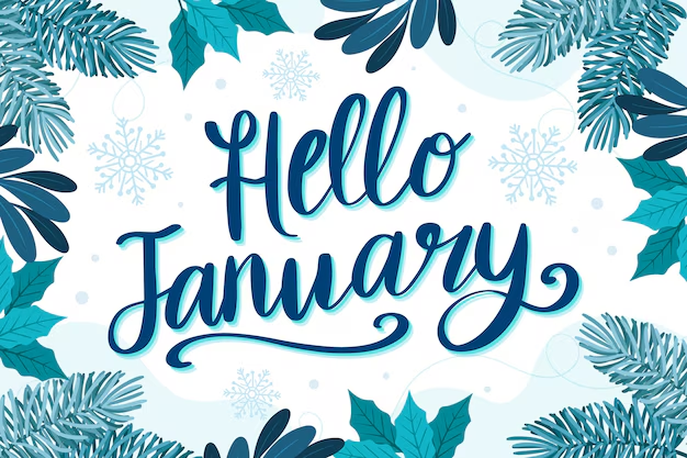 Hello January illustration