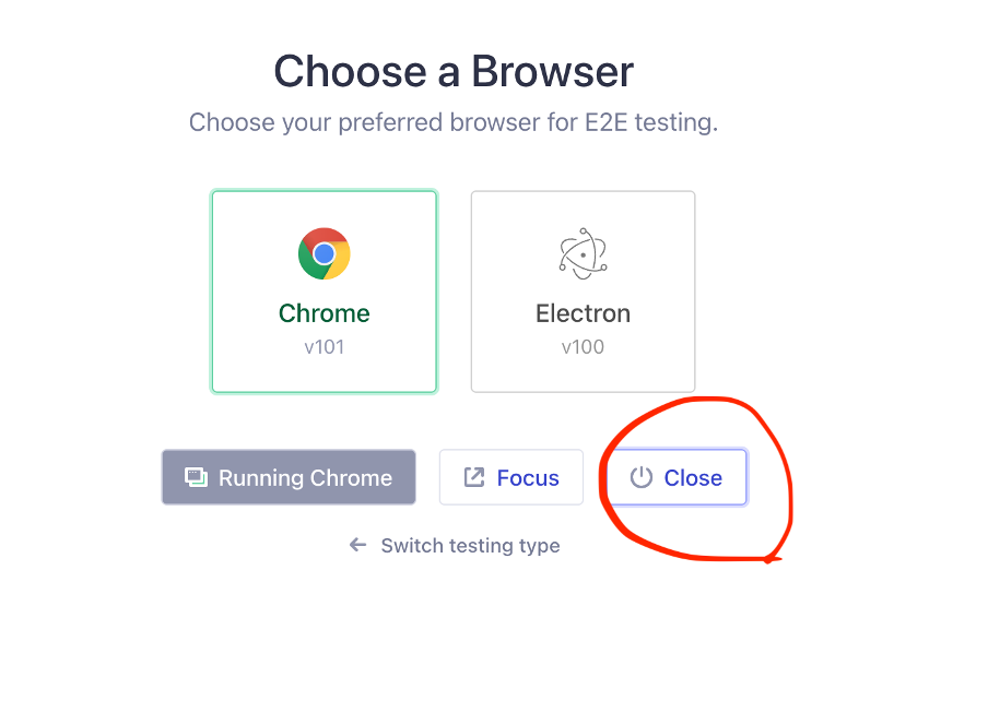 Closeを選んで閉じる