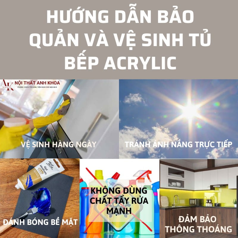 Hướng dẫn bảo quản tủ bếp acrylic để đảm bảo sử dụng lâu dài