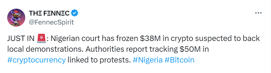 Nigerian Court Freezes $38M